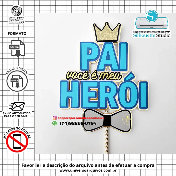 Arquivo de Corte Topo de Bolo Dia dos Pais (Leia a Descrição) 1