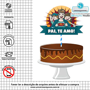 Arquivo de Corte Topo de Bolo Dia dos Pais (Leia a Descrição)
