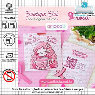 Arquivo de Corte Envelope de Chá Outubro Rosa (Leia a Descrição)