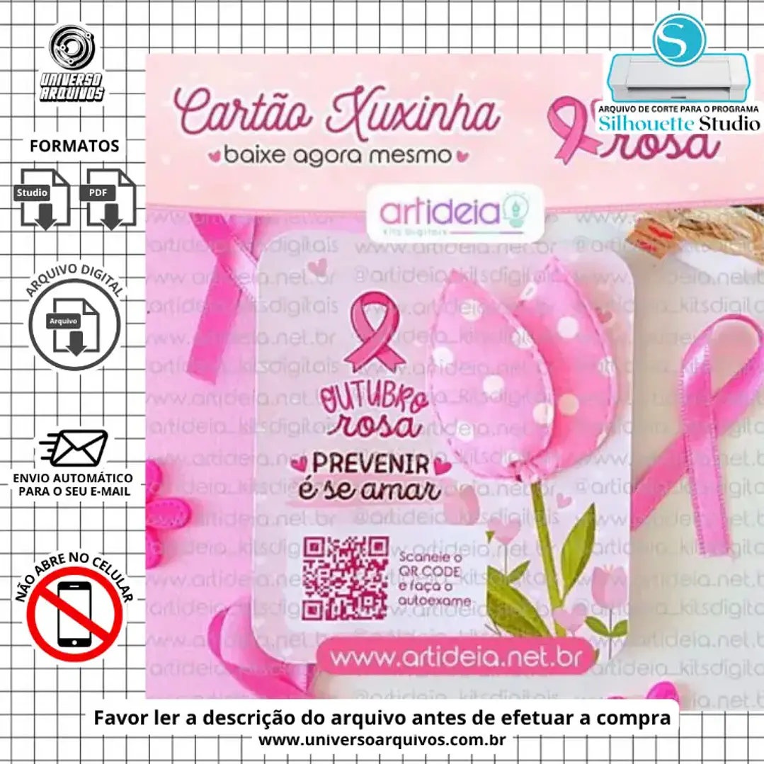 Arquivo de Corte Cartão Xuxinha Outubro Rosa (Leia a Descrição) 1