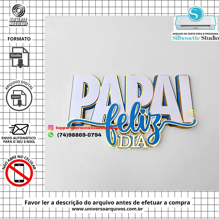 Arquivo de Corte Topo de Bolo Dia dos Pais (Leia a Descrição) 1