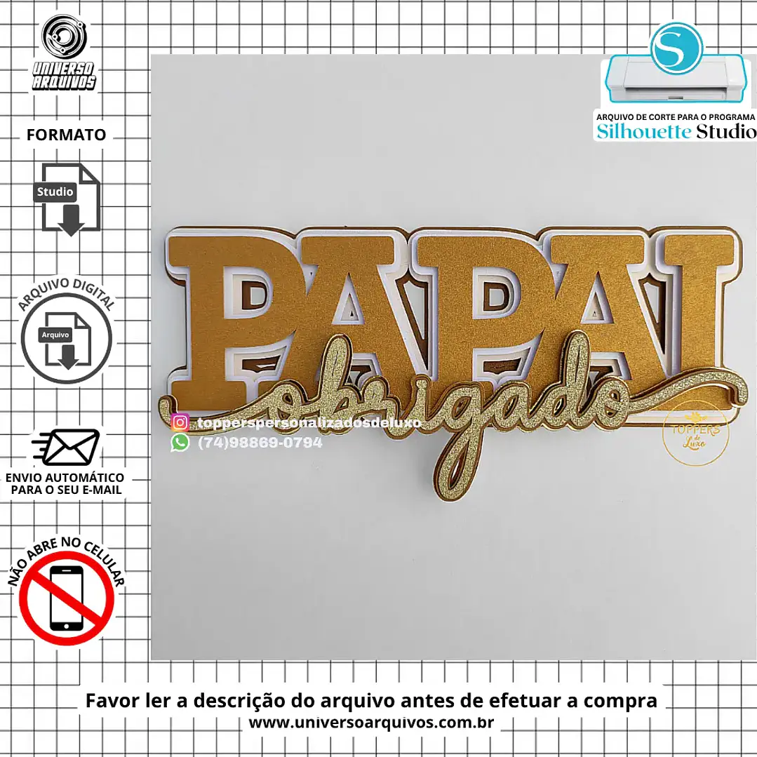 Arquivo de Corte Topo de Bolo Dia dos Pais (Leia a Descrição) 1