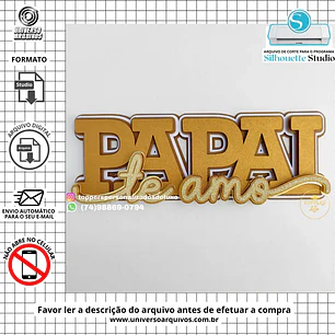 Arquivo de Corte Topo de Bolo Dia dos Pais (Leia a Descrição)