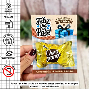 Arquivo de Corte Card Bombom dia dos pais (Leia a Descrição)