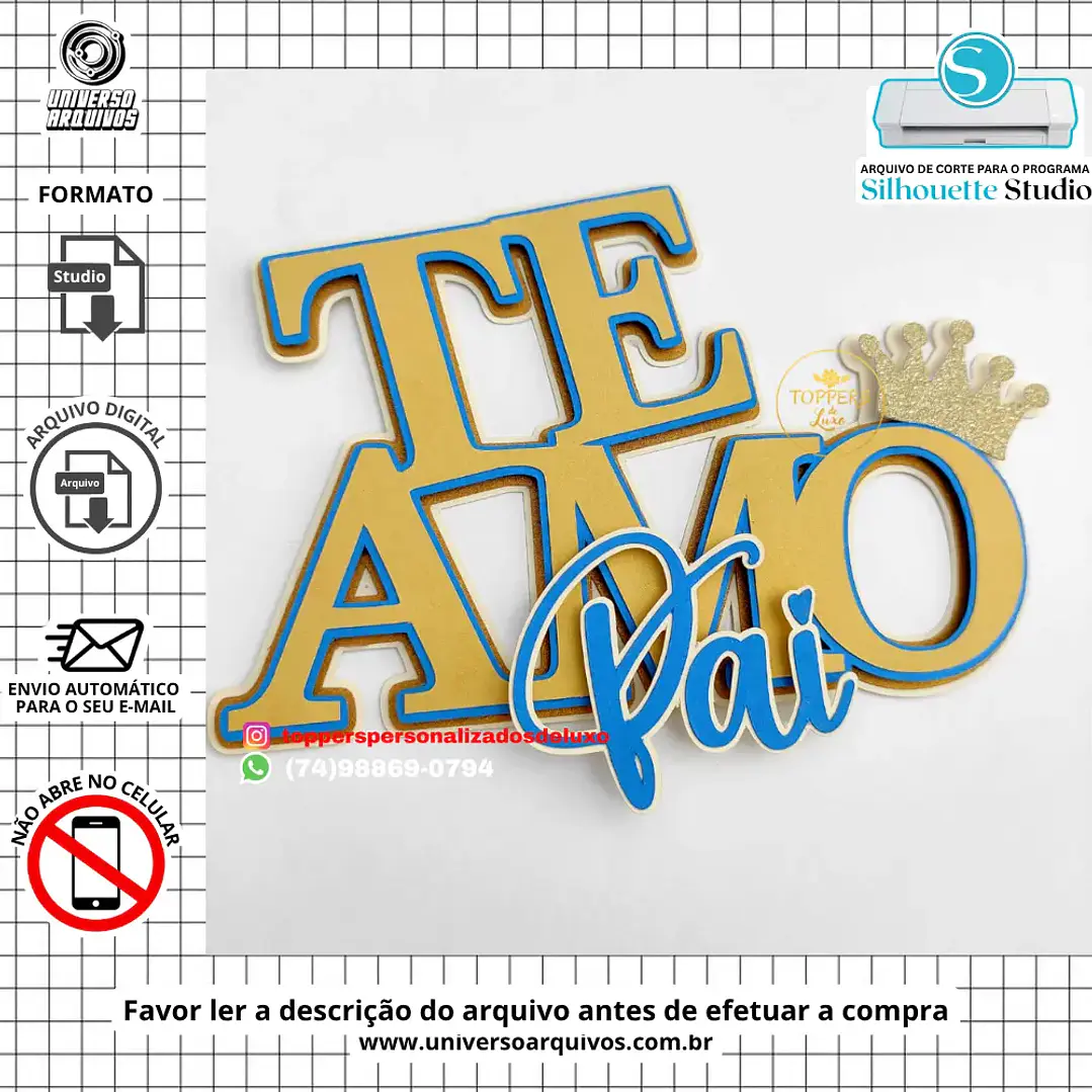 Arquivo de Corte Topo de Bolo Dia dos  Pais (Leia a Descrição) 1