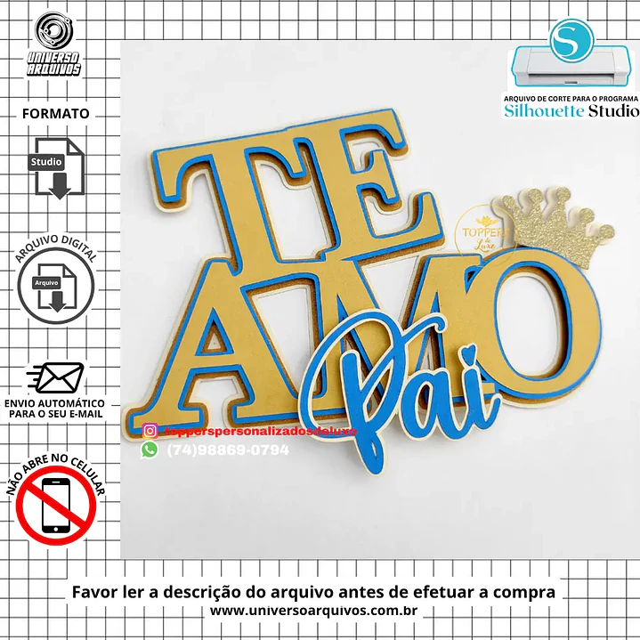Arquivo de Corte Topo de Bolo Dia dos  Pais (Leia a Descrição) 1
