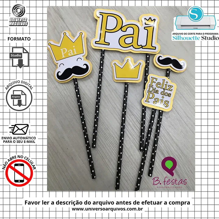 Arquivo de Corte Topo de Bolo Dia dos Pais (Leia a Descrição) 1