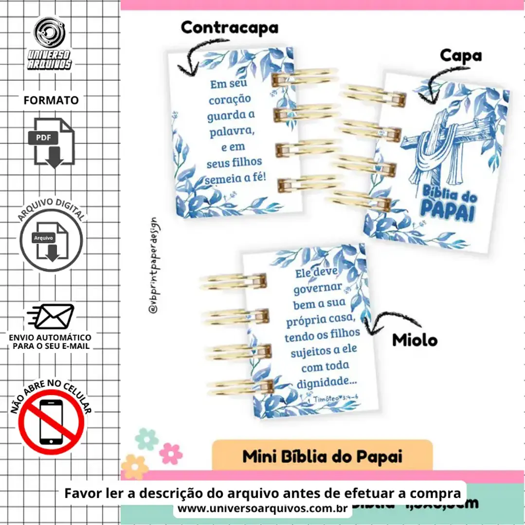 Arquivo Digital Mini Bíblia dia dos pais (Leia a Descrição)  1