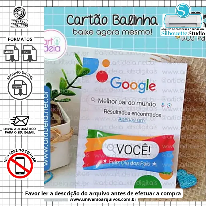 Arquivo de Corte Card Balinha dia dos pais (Leia a Descrição) 1