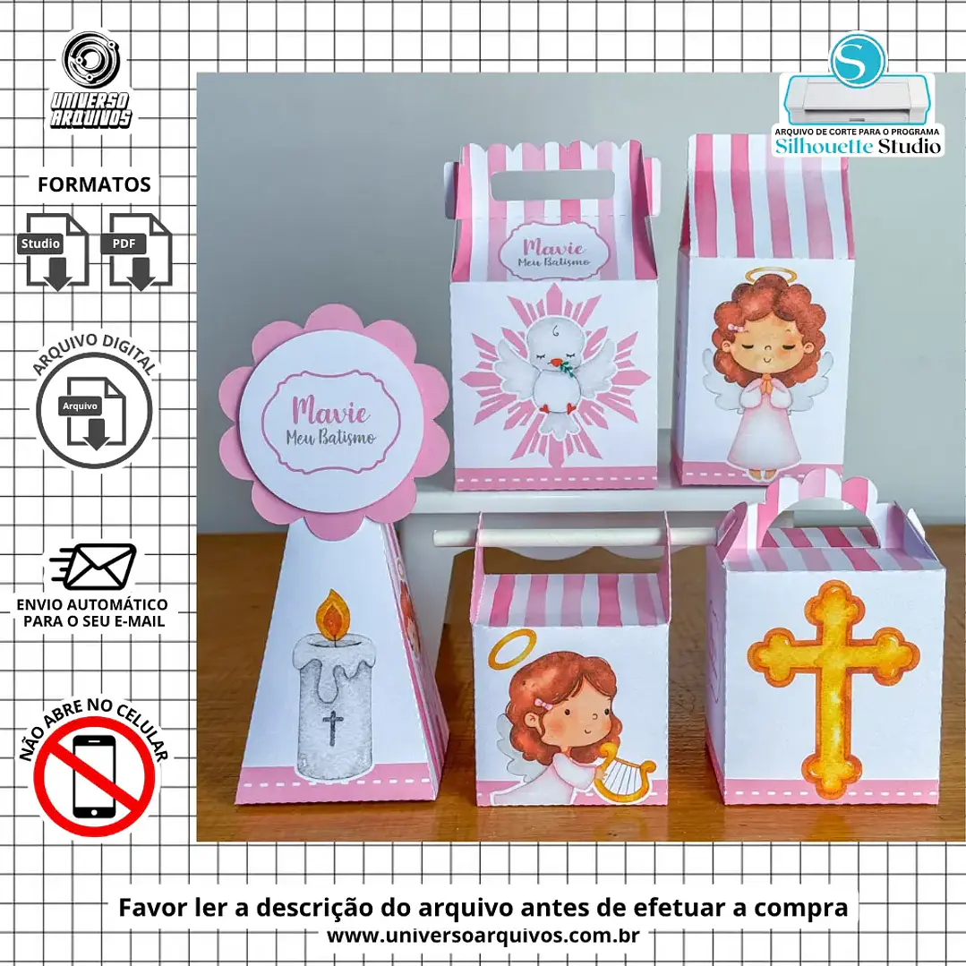 Arquivo de Corte Kits Batizado Rosa (Leia a Descrição) 1