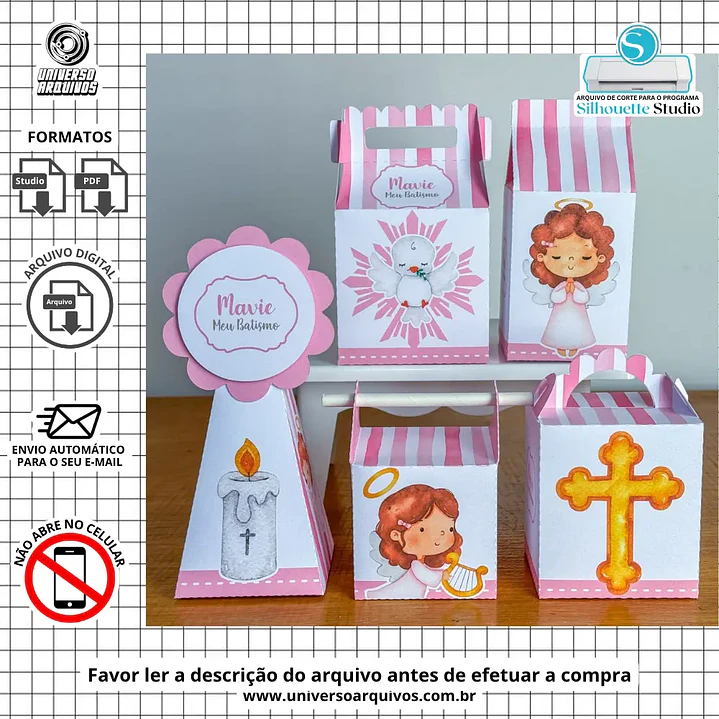 Arquivo de Corte Kits Batizado Rosa (Leia a Descrição) 1