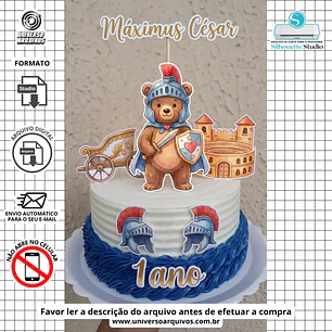 Arquivo de Corte Topo Ursinho Gladiador (Leia a Descrição)