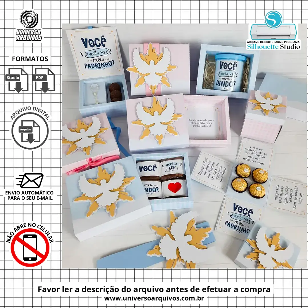 Arquivo de Corte Kits Padrinhos Batizado  (Leia a Descrição) 1