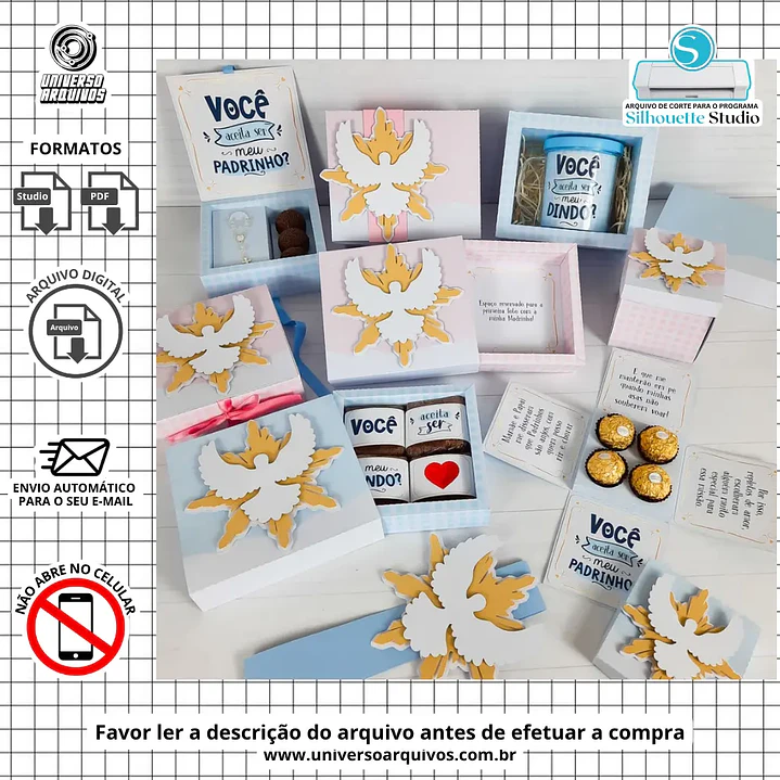 Arquivo de Corte Kits Padrinhos Batizado  (Leia a Descrição) 1