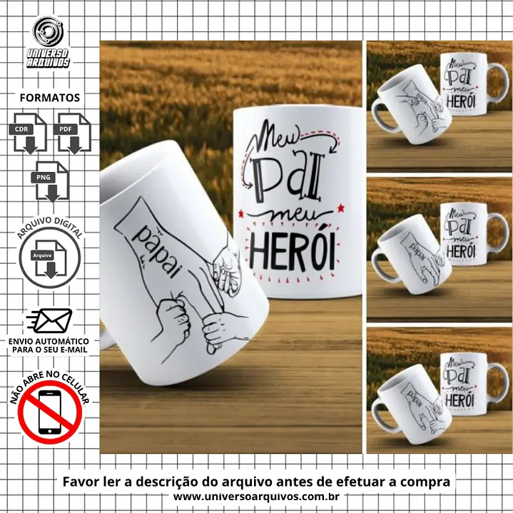 Arquivo Digital Canecas Dia dos Pais (Leia a Descrição) 1