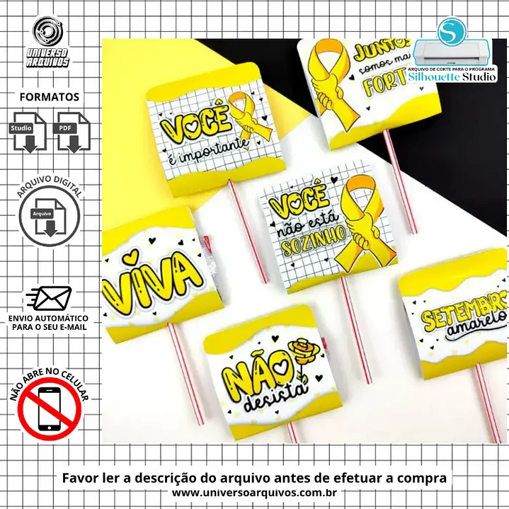 Arquivo de Corte Pirulito Setembro Amarelo (Leia a Descrição) 1