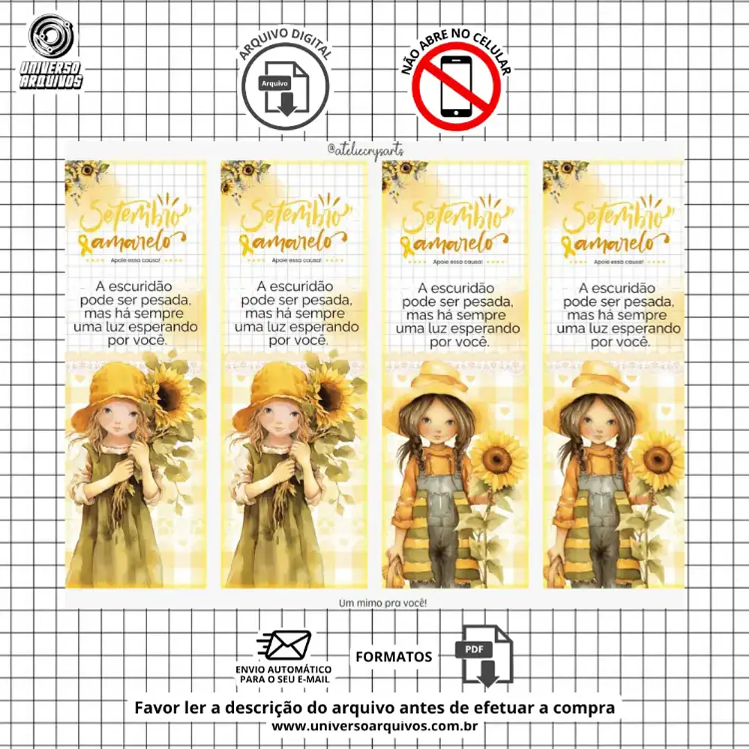 Arquivo Digital Marca Pagina Setembro Amarelo (Leia a Descrição) 1