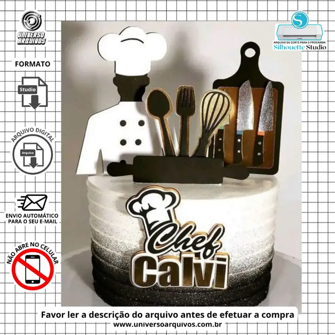Arquivo de Corte Topo Chef de Cozinha (Leia a Descrição) 1