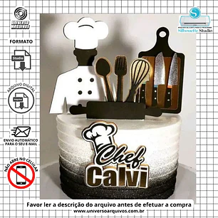 Arquivo de Corte Topo Chef de Cozinha (Leia a Descrição)