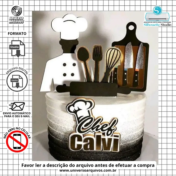 Arquivo de Corte Topo Chef de Cozinha (Leia a Descrição) 1
