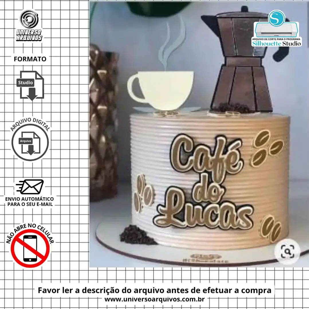 Arquivo de Corte Topo de Bolo Café (Leia a Descrição) 1