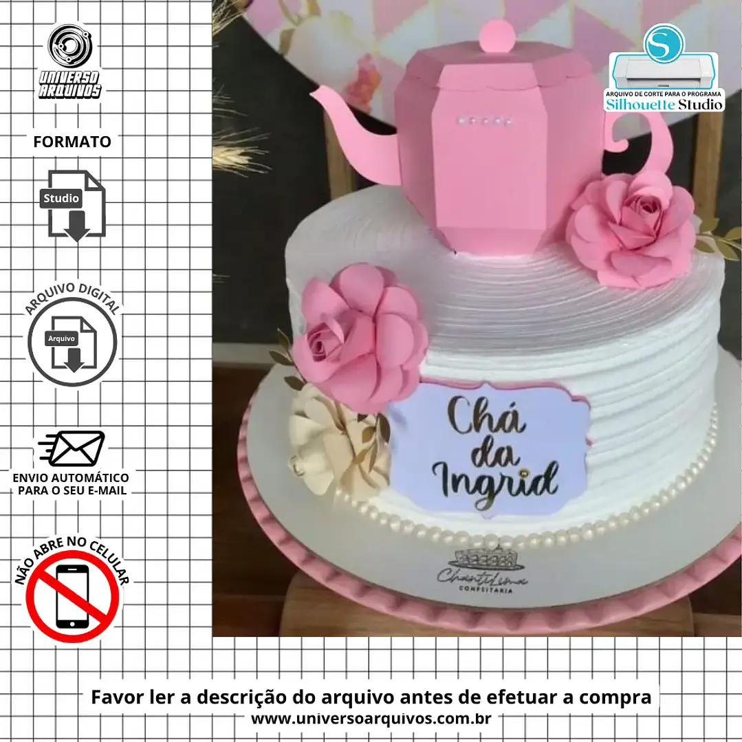 Arquivo de Corte Topo de Bolo Bule Xicaras (Leia a Descrição) 1