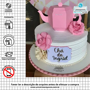 Arquivo de Corte Topo de Bolo Bule Xicaras (Leia a Descrição)