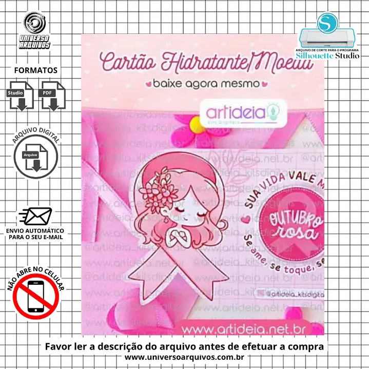 Arquivo de Corte Card Hidratante Outubro Rosa (Leia a Descrição) 1