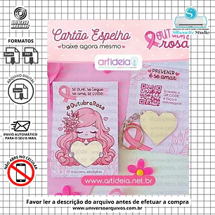 Arquivo de Corte Card Espelho Outubro Rosa (Leia a Descrição)