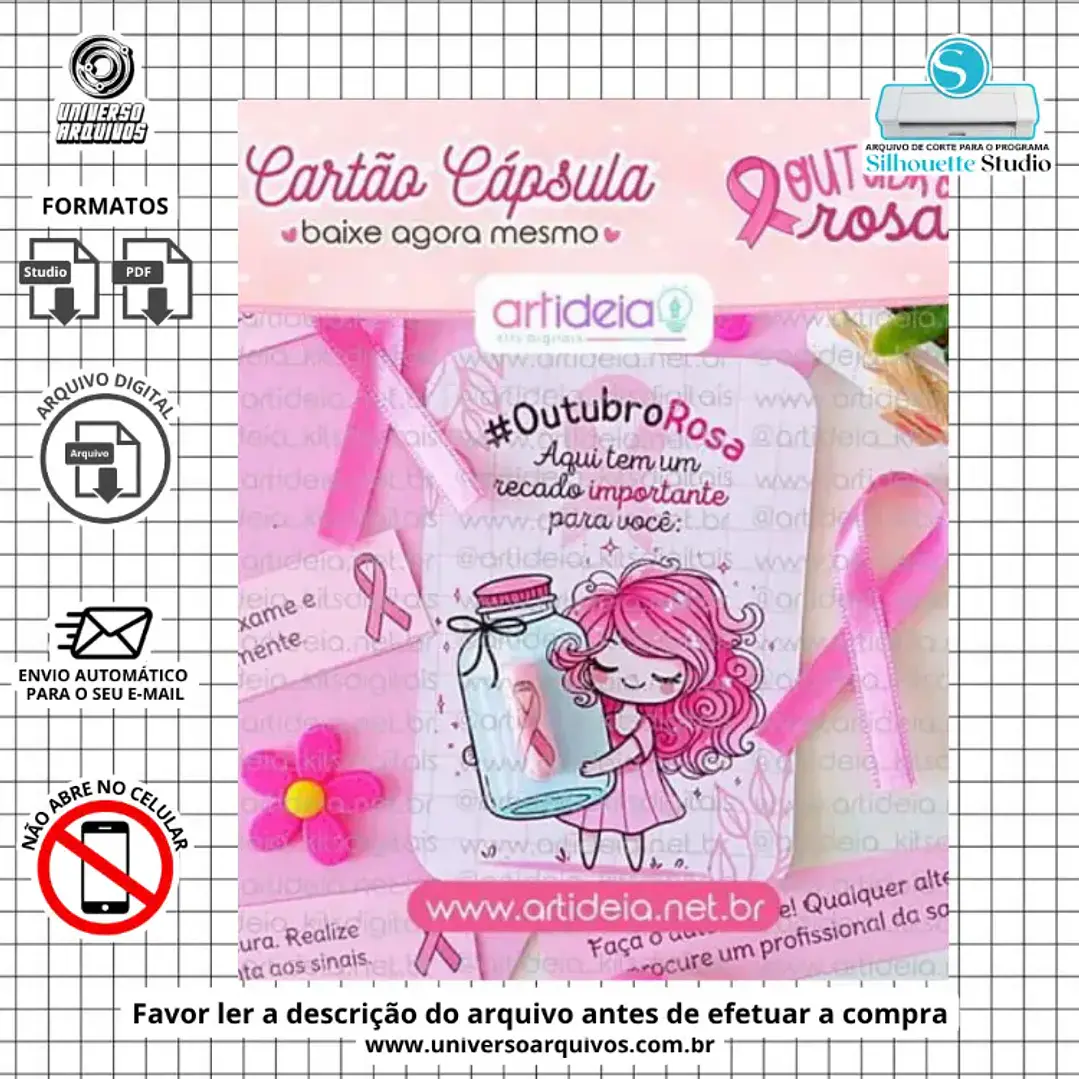 Arquivo de Corte Card Capsula Outubro Rosa (Leia a Descrição) 1