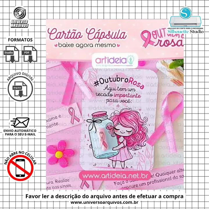 Arquivo de Corte Card Capsula Outubro Rosa (Leia a Descrição) 1