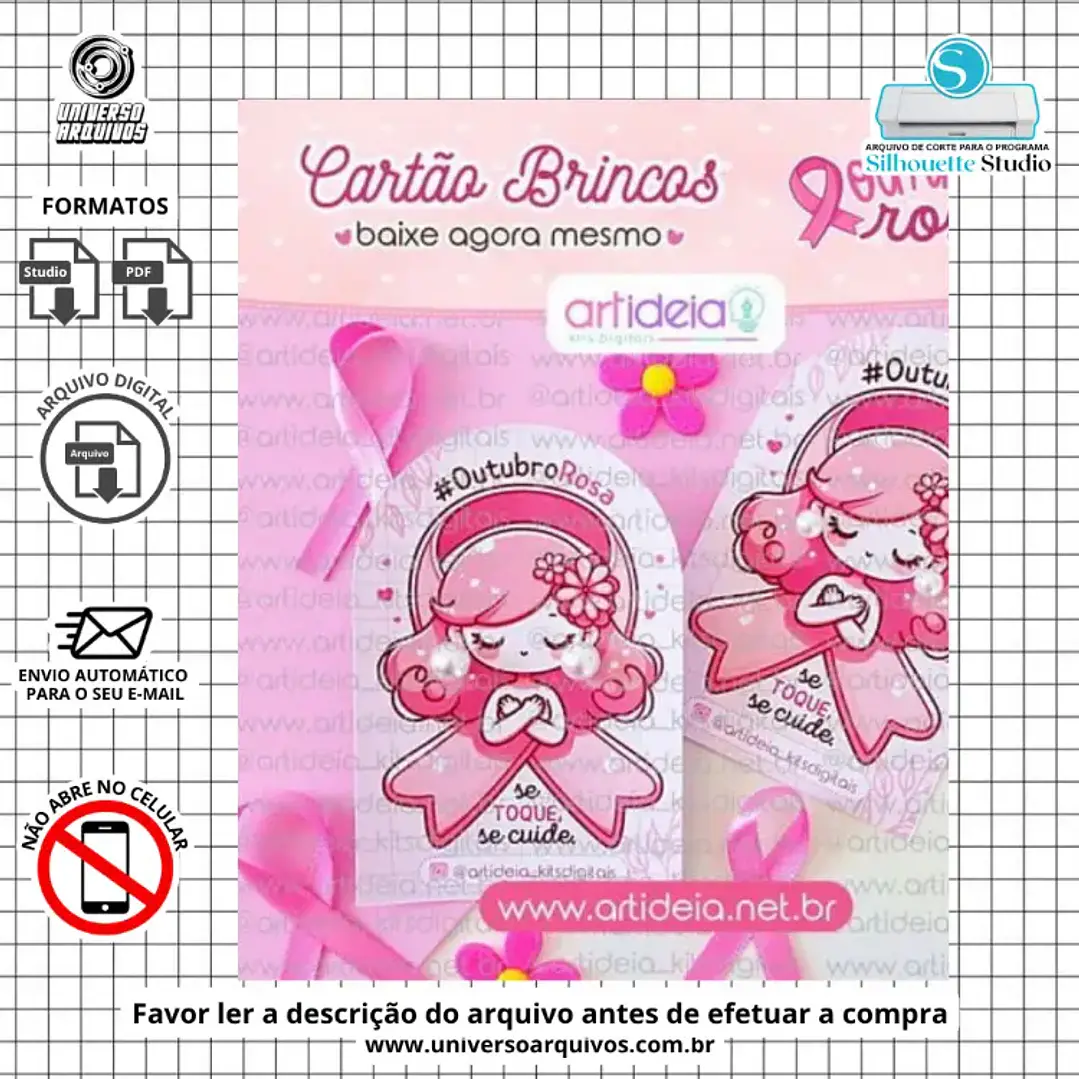 Arquivo de Corte Card Brincos Outubro Rosa (Leia a Descrição) 1