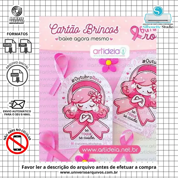 Arquivo de Corte Card Brincos Outubro Rosa (Leia a Descrição) 1