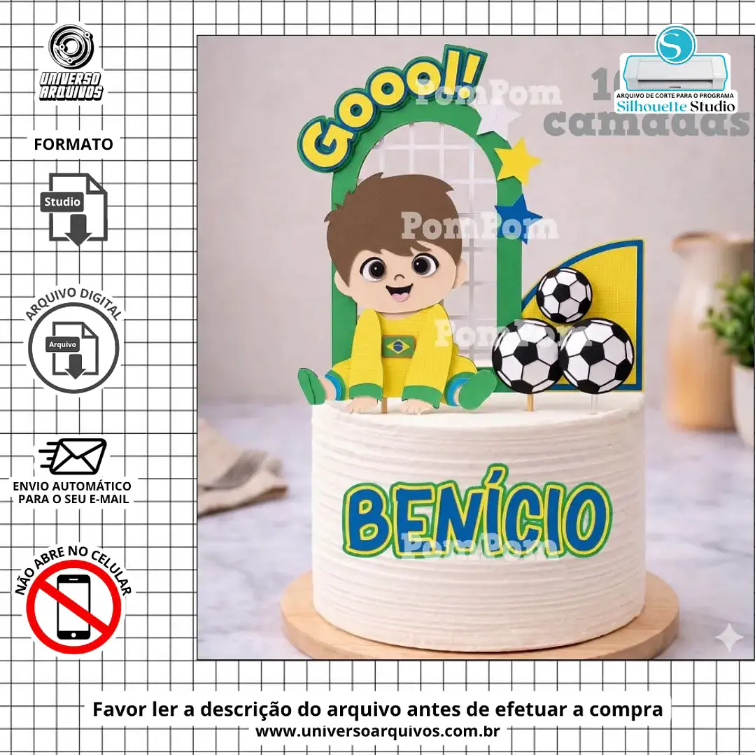 Arquivo de Corte Topo de Bolo Futebol (Leia a Descrição) 1