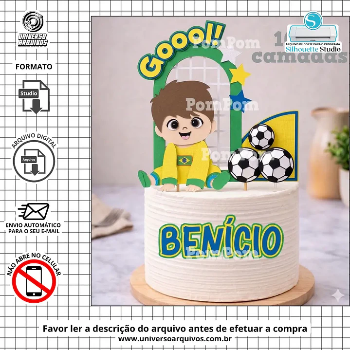 Arquivo de Corte Topo de Bolo Futebol (Leia a Descrição) 1