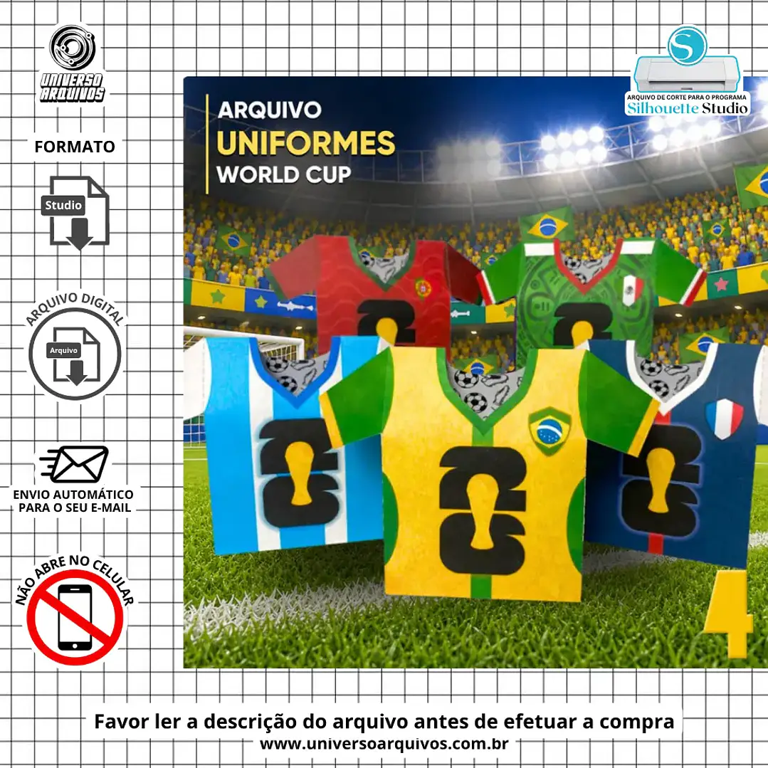 Arquivo de Corte Caixa Uniforme Mundial Futebol (Leia a Descrição) 1