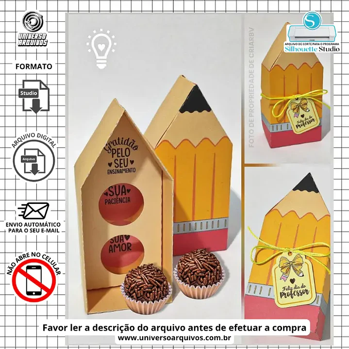 Arquivo de Corte Caixa Brigadeiro Dia dos Professores (Leia a Descrição) 1