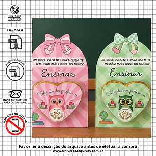 Arquivo de Corte Card Coração Dia dos Professores (Leia a Descrição)