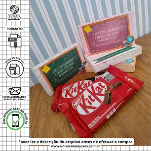 Arquivo de Corte Porta Kit Kat Dia dos Professores (Leia a Descrição)