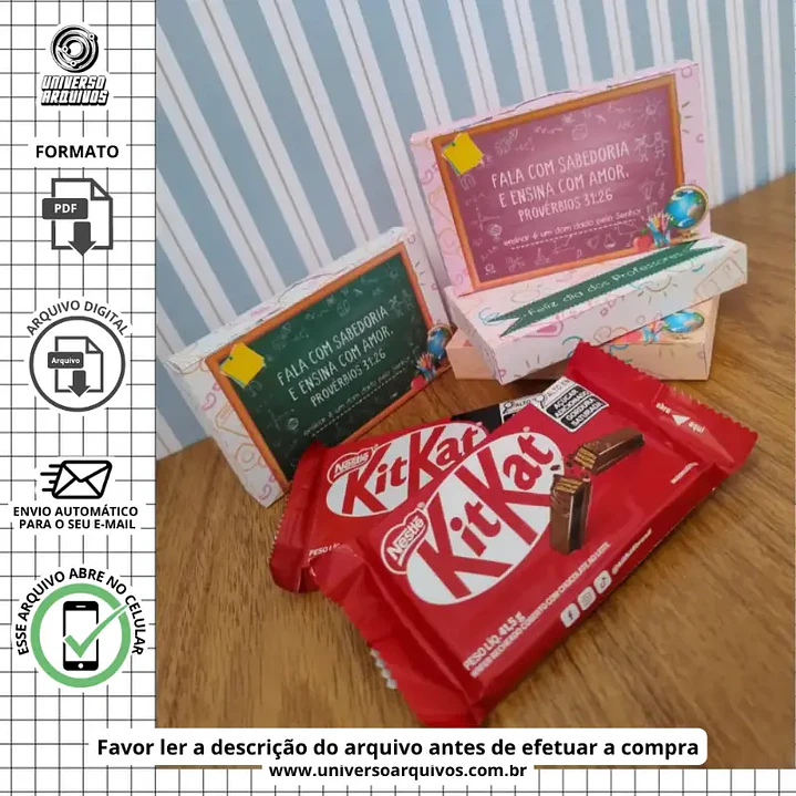 Arquivo de Corte Porta Kit Kat Dia dos Professores (Leia a Descrição) 1
