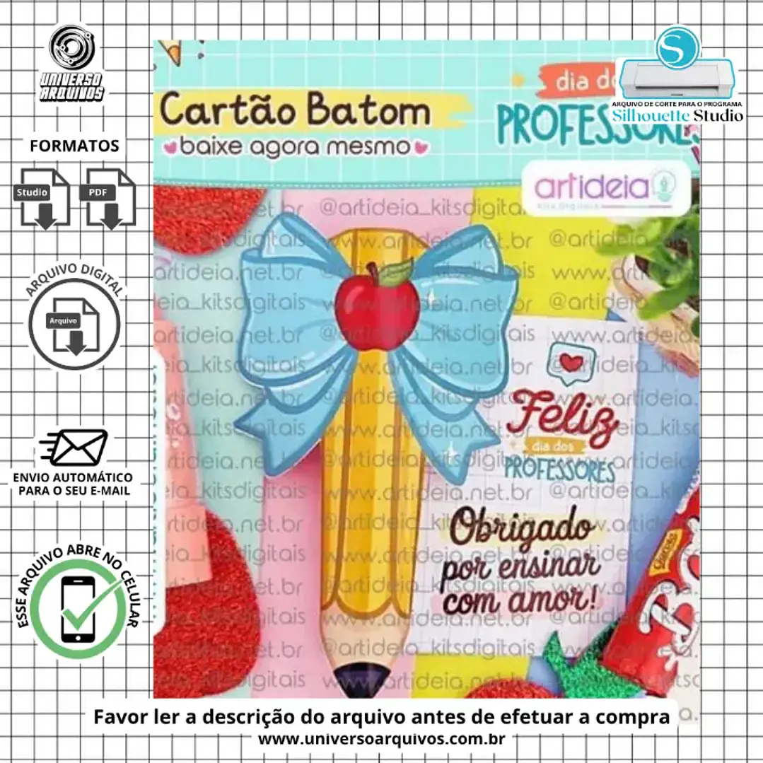 Arquivo de Corte Card Batom Dia dos Professores (Leia a Descrição) 1