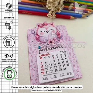 Arquivo de Corte Card Calendário Dia dos Professores (Leia a Descrição)
