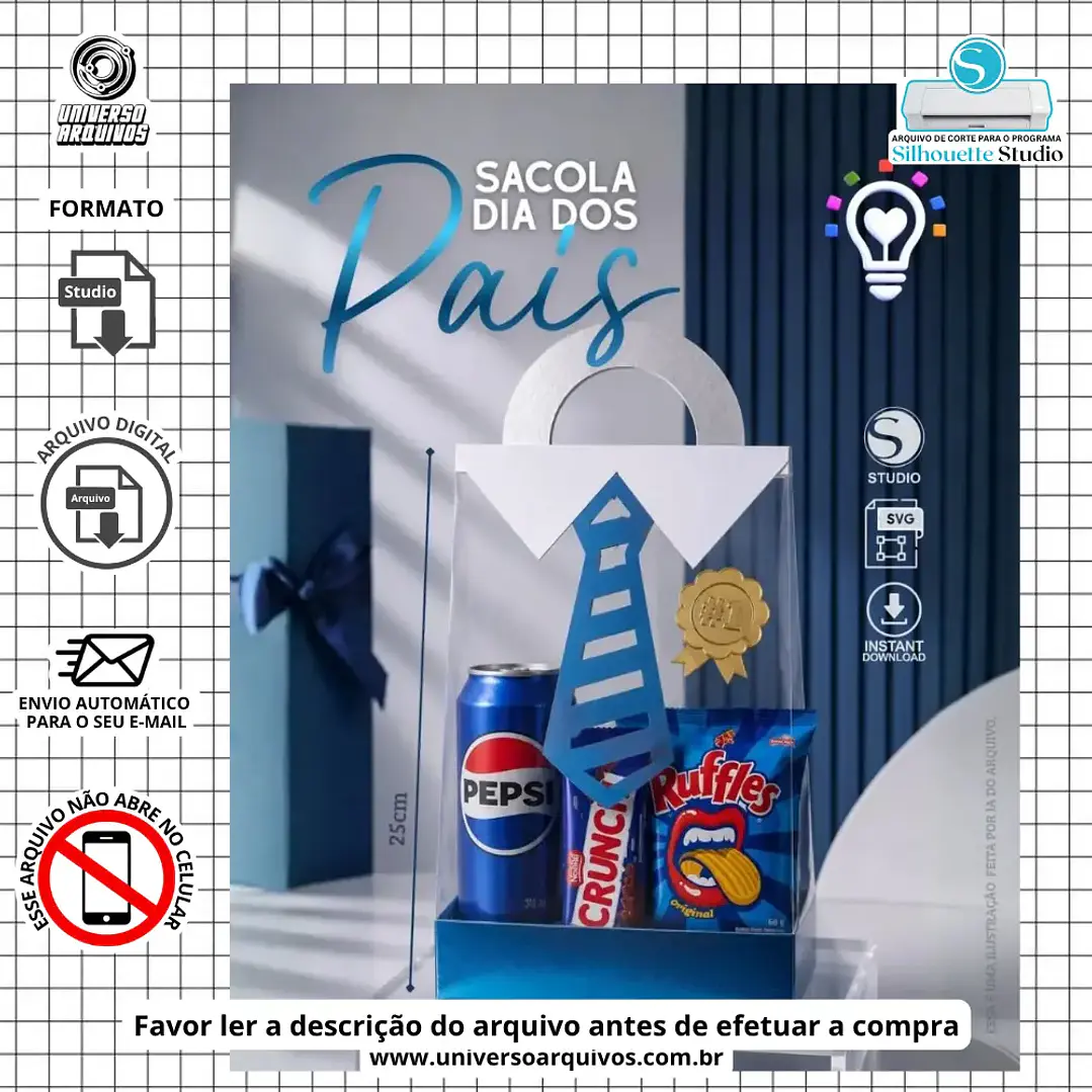 Arquivo de Corte Sacola Dia dos Pais (Leia a Descrição) 1