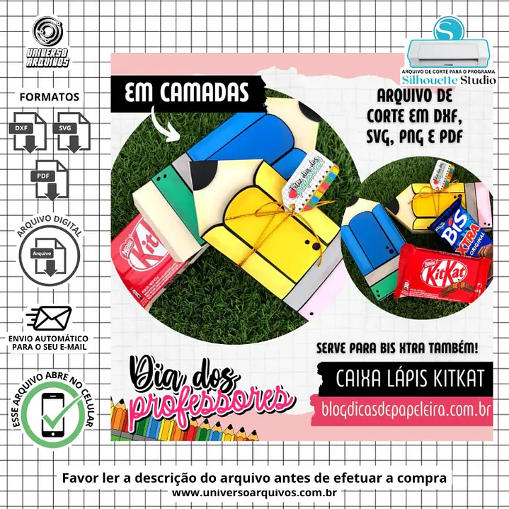 Arquivo de Corte Caixa Kit Kat Dia dos Professores (Leia a Descrição) 1