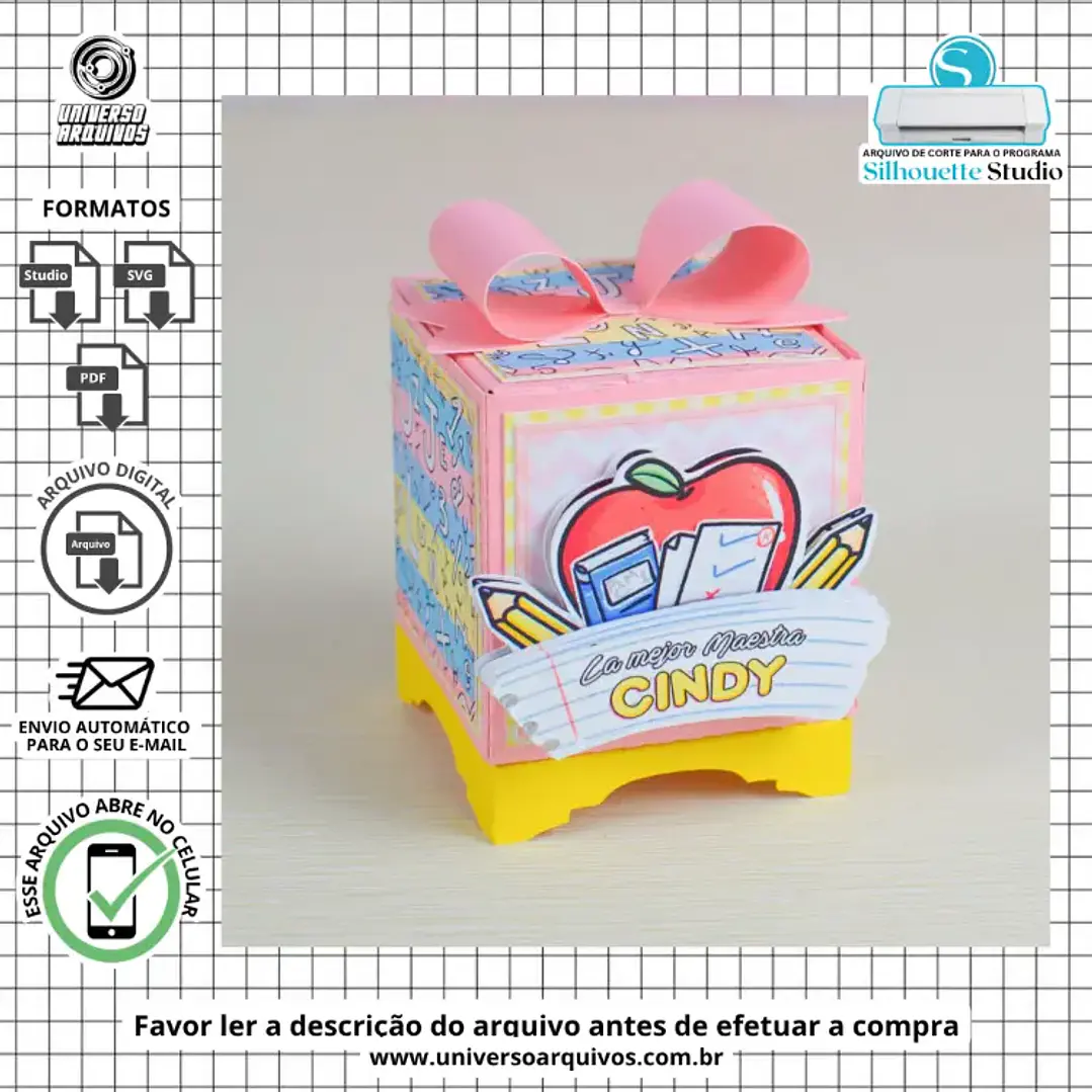 Arquivo de Corte Caixa Doces Dia dos Professores (Leia a Descrição) 1