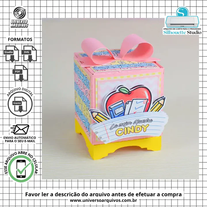 Arquivo de Corte Caixa Doces Dia dos Professores (Leia a Descrição) 1