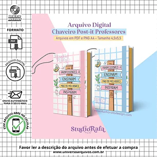 Arquivo de Corte Chaveiro Post it Dia dos Professores 