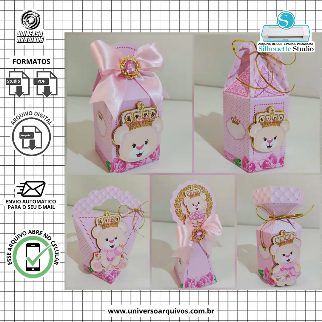 Arquivo de Corte Ursinha Princesa Realeza 1