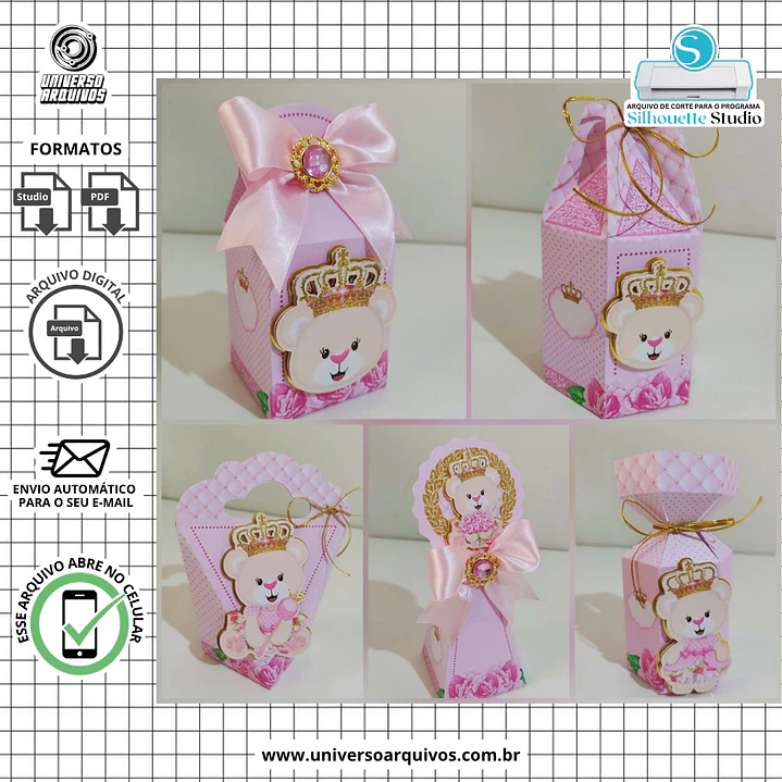 Arquivo de Corte Ursinha Princesa Realeza 1