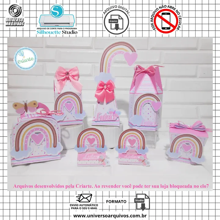 Arquivo de Corte Kit Festa Arco Iris Boho 1